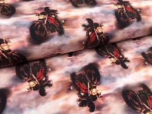 Bomuldsjersey - flammet med motorcykler